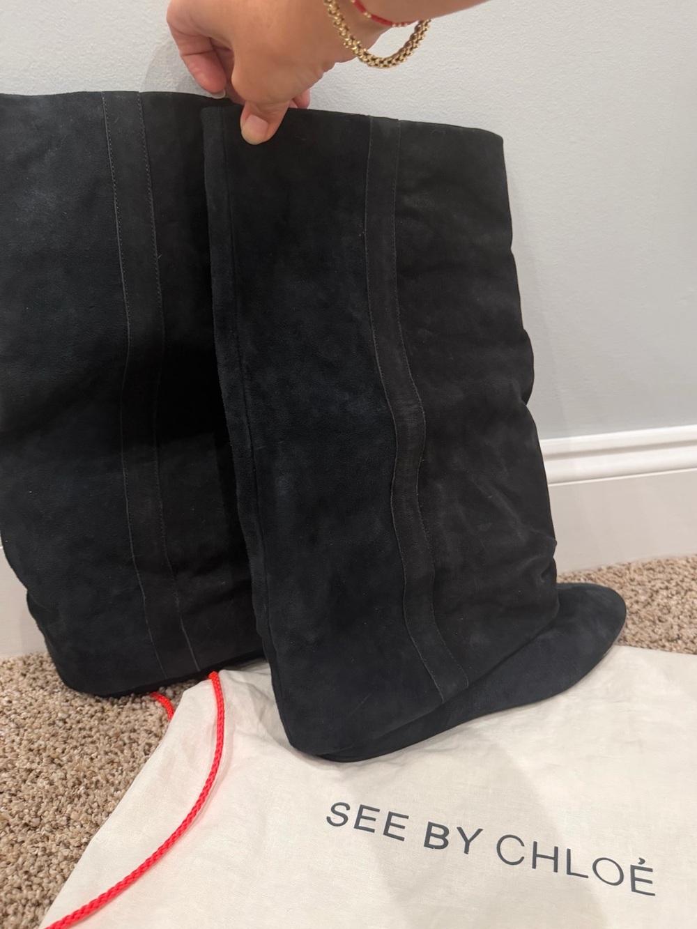 See By Chloé Black Suede Knee Boots